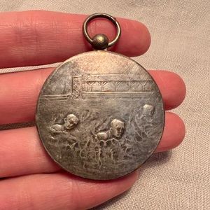 Rare large vintage 1940s silver swimming medal 1947 vintage medal sports